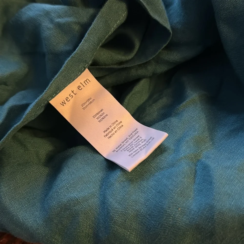 West Elm NEW sham Euro Linen new turquoise teal ocean blue king queen